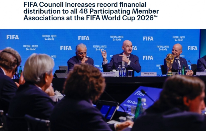 FIFA大會通過捂嘴紅牌、黃牌清零等多項改革，2026世界杯分成增至8.71億
