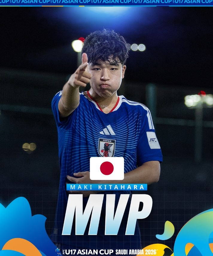 北原槙包攬U17亞洲杯金靴+MVP，兩戰(zhàn)中國(guó)均破門(mén)